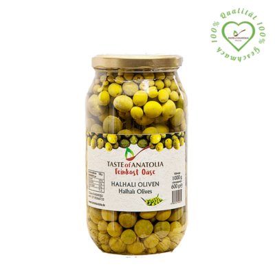 Spezielle Halhali Oliven in Salzlake Abtropfgewicht 600g